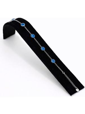 Pangu Mavi Nazar Boncuğu Detaylı Gümüş Renk Çelik Bileklik