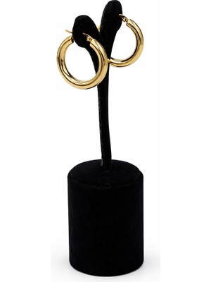 Pangu Altın Renk Parlak Halka Çelik Kadın Küpe