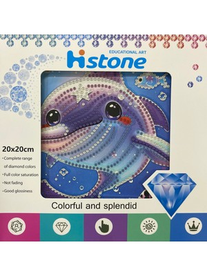 Elegantshop 5d Yapışan Boncuk Goblen Mozaik Tablo Pano 20*20 cm Yunus