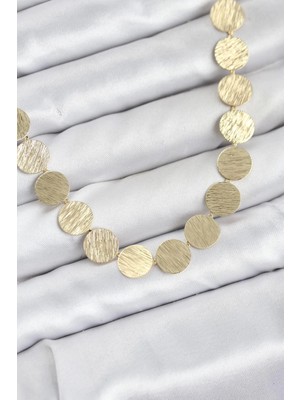 Aspata Store Buğz Yuvarlak Plaka Model Gold Renk Kadın Kolye