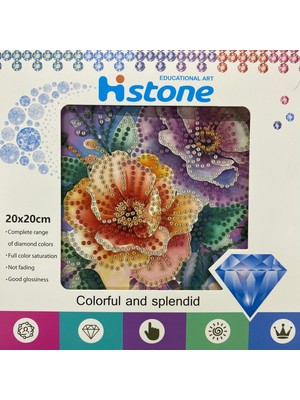 Elegantshop 5d Yapışan Boncuk Goblen Mozaik Tablo Pano 20*20 cm Çiçekler