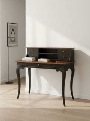 Gazzini Furniture Regis Rustik Still Raflı Ahşap Çalışma Masası 70X110