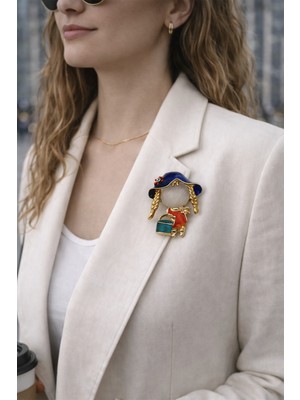 Modex Kız Çocuğu Figürlü Renkli Broş (4cm)