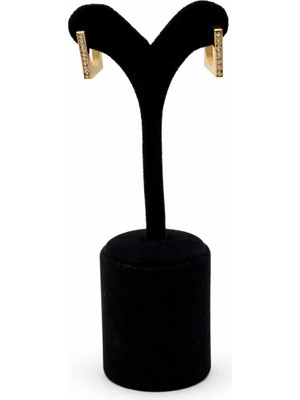 Pangu Altın Renk Taşlı Dikdörtgen Çelik Kadın Küpe