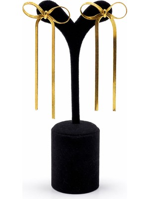 Pangu Fiyonk Detaylı Zincir Sallantılı Altın Renk Çelik Küpe