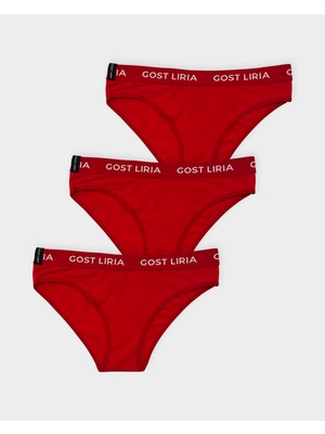 GOST LİRİA Crimson Kadın Slip  3 Lü Paket - Kırmızı