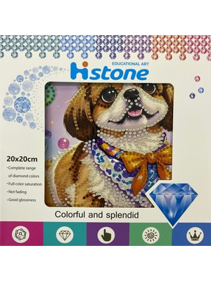 Elegantshop 5d Yapışan Boncuk Goblen Mozaik Tablo Pano 20*20 cm Köpek