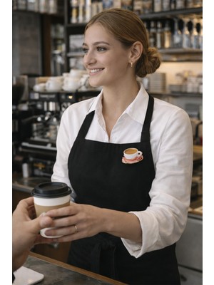 Modex Altın Sarısı Kaşık Detay Mineli Kahve Fincanı Broş (3cm)