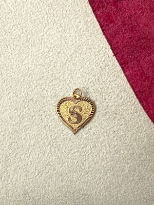 Rupen Kraft 14 Ayar Altın S Harfi Kolye Ucu Altın Kalpli Harf Kolye Ucu Altın Harf
