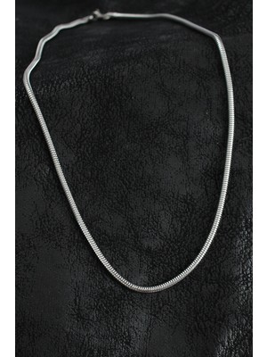 Aspata Store Buğz 316L Çelik Oval Italyan Zincir Model Gümüş Renk Erkek Kolye