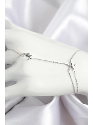 Aspata Store Buğz Pirinç Zirkon Taşlı Deniz Atı ve Yıldız Model Gümüş Renk Şahmeran