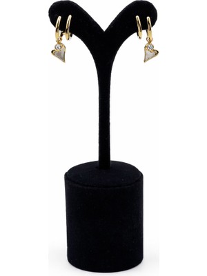 Pangu Kalp Detaylı Zirkon Taşlı Çelik Kadın Küpe