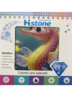 Elegantshop 5d Yapışan Boncuk Goblen Mozaik Tablo Pano 20*20 cm Deniz Atı