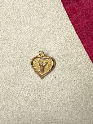 Rupen Kraft 14 Ayar Altın Y Harfi Kolye Ucu Altın Kalpli Harf Kolye Ucu Altın Harf