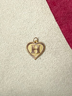 Rupen Kraft 14 Ayar Altın H Harfi Kolye Ucu Altın Kalpli Harf Kolye Ucu Altın Harf