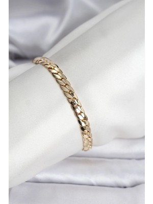 Aspata Store Buğz 14K Gold Renk Kaplama Ezme Zincir Model Kadın Bileklik