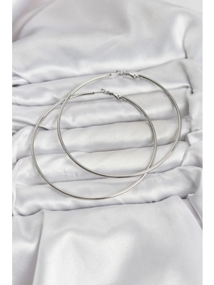 Aspata Store Buğz 316L Çelik Gümüş Renk 75 mm Halka Küpe