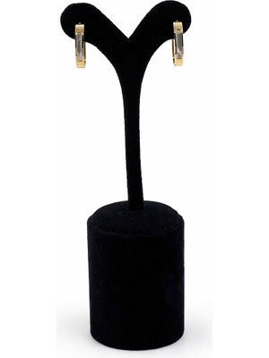 Pangu Altın Renk Sedefli Dikdörtgen Mini Halka Çelik Kadın Küpe