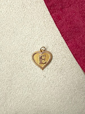 Rupen Kraft 14 Ayar Altın E Harfi Kolye Ucu Altın Kalpli Harf Kolye Ucu Altın Harf