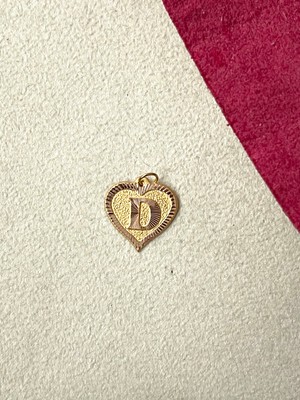 Rupen Kraft 14 Ayar Altın D Harfi Kolye Ucu Altın Kalpli Harf Kolye Ucu Altın Harf