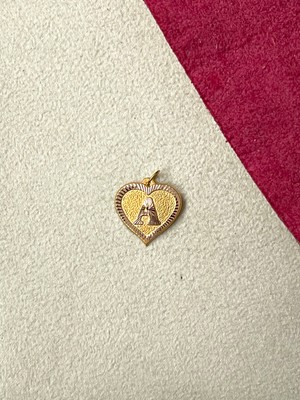 Rupen Kraft 14 Ayar Altın A Harfi Kolye Ucu Altın Kalpli Harf Kolye Ucu Altın Harf