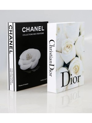 2'li Beyaz Gül/gül Dekoratif Kitap Kutu