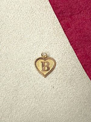 Rupen Kraft 14 Ayar Altın B Harfi Kolye Ucu Altın Kalpli Harf Kolye Ucu Altın Harf