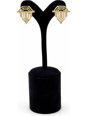 Pangu Geometrik Taş Detaylı Çelik Kadın Küpe