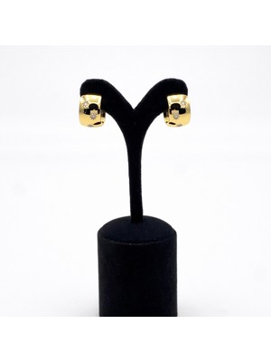 Pangu Yıldız Detaylı Zirkon Taşlı Kalın Çelik Halka Küpe