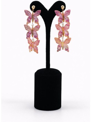 Pangu Renkli Kelebek Figürlü Sallantılı Küpe