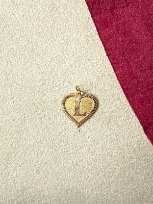 Rupen Kraft 14 Ayar Altın L Harfi Kolye Ucu Altın Kalpli Harf Kolye Ucu Altın Harf