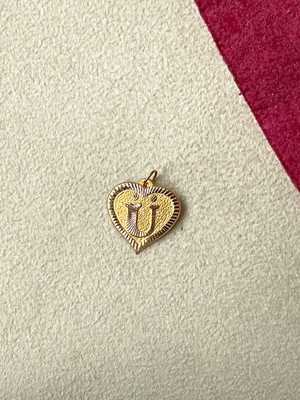 Rupen Kraft 14 Ayar Altın Ü Harfi Kolye Ucu Altın Kalpli Harf Kolye Ucu Altın Harf