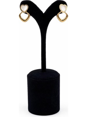 Pangu Ikili Kalp Formlu Çelik Kadın Küpe