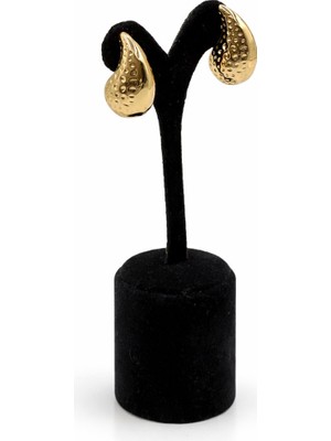 Pangu Dokulu Damla Form Altın Renk Çelik Küpe