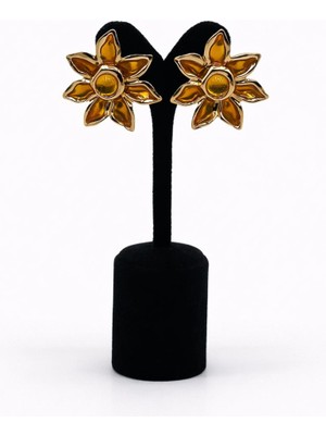 Pangu Amber Tonlu Çiçek Formlu Küpe