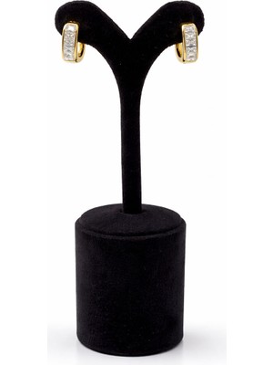 Pangu Dikdörtgen Zirkon Taş Detaylı Altın Renk Çelik Küpe