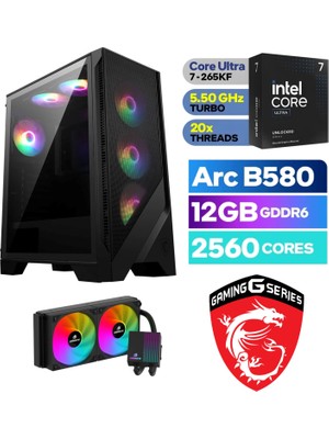 MSI Şafak-Gaming | Intel Core Ultra 7 265KF | 12GB Intel Arc B580 | 32GB Ddr5 | 1tb Nvme SSD | Win 11 Pro | Yapay Zeka Destekli Oyuncu Bilgisayarı