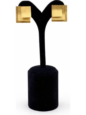 Pangu Altın Renk Geometrik Kare Çelik Kadın Küpe