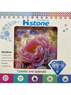 Elegantshop 5d Yapışan Boncuk Goblen Mozaik Tablo Pano 20*20 cm Gül