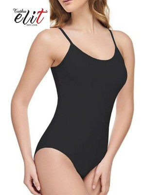 Tutku Elit 3'lü Kadın Siyah Modal Elastan Ince Ip Askılı Çıtçıtlı Badi-Siyah-S