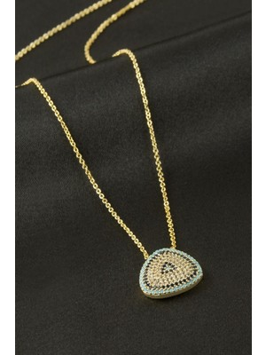 İlkyaz Fashion Oval Nazar Zirkon Taşlı Kolye