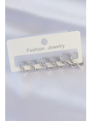 Aspata Store Buğz Pirinç Gümüş Renk Kalp Model Küpe Seti