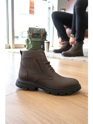 Enoch Hakiki Deri Fermuar Detaylı ve Bağcıklı Erkek Bot