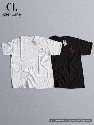 Nevermind Unisex Ateş ve Su Baskılı Sevgili Çift Kombini Tasarım Oversize Tshirt 2li