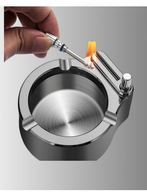 Marsilyan Metal Küllük Çakmaklı Masa Üstü Şık Tasarım