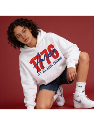 Dune 1776 America Freedom Oversize Pamuk 3 Iplik Şardonlu Kapüşonlu Sweatshirt