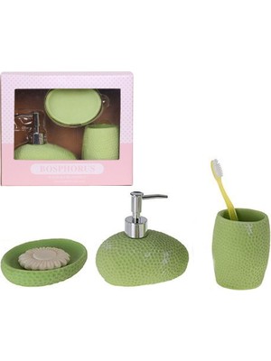 Bosphorus Yeşil Petek Desenli 3 Lü Banyo Seti Hediye Kutulu, Yeşil