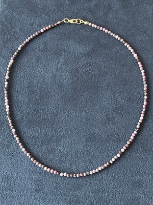 Aida Jewelss  Doğal Pembe Opal Taşlı Zarif Gümüş Kilitli Doğal Taş Kolye