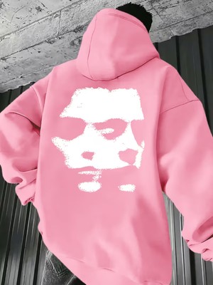 Nevermind Unisex Oversize Hoodie Soyut Yüz Baskılı