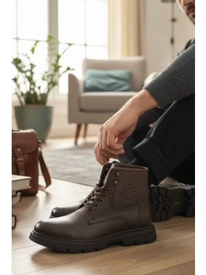 Enoch Hakiki Deri Dokulu Yüzey Bağcıklı Erkek Bot